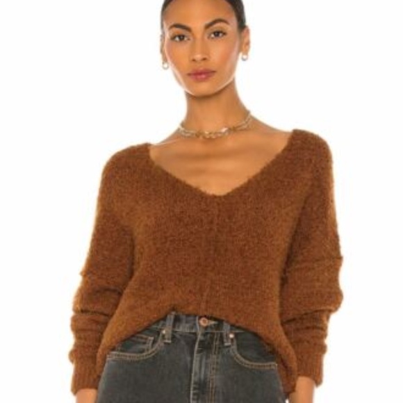 Free People Sweaters - free people brown icing v pullover fuzzy sweater medium
